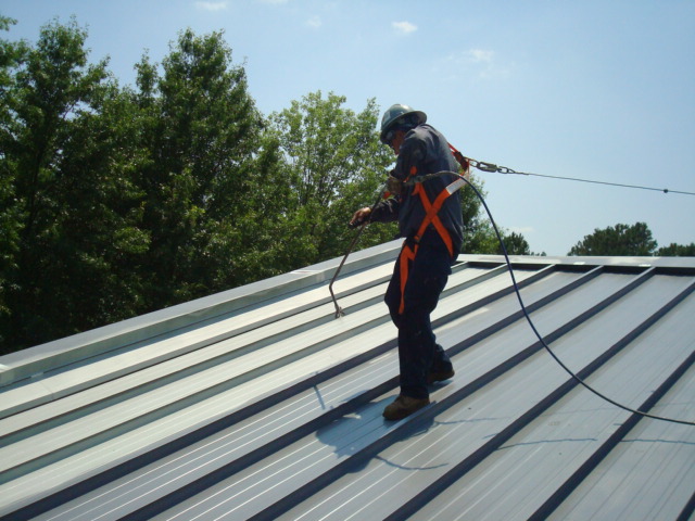 Medlock-Bridge-Elementary-Base-Coat-Application Public School Metal Roof Restoration – Georgia
